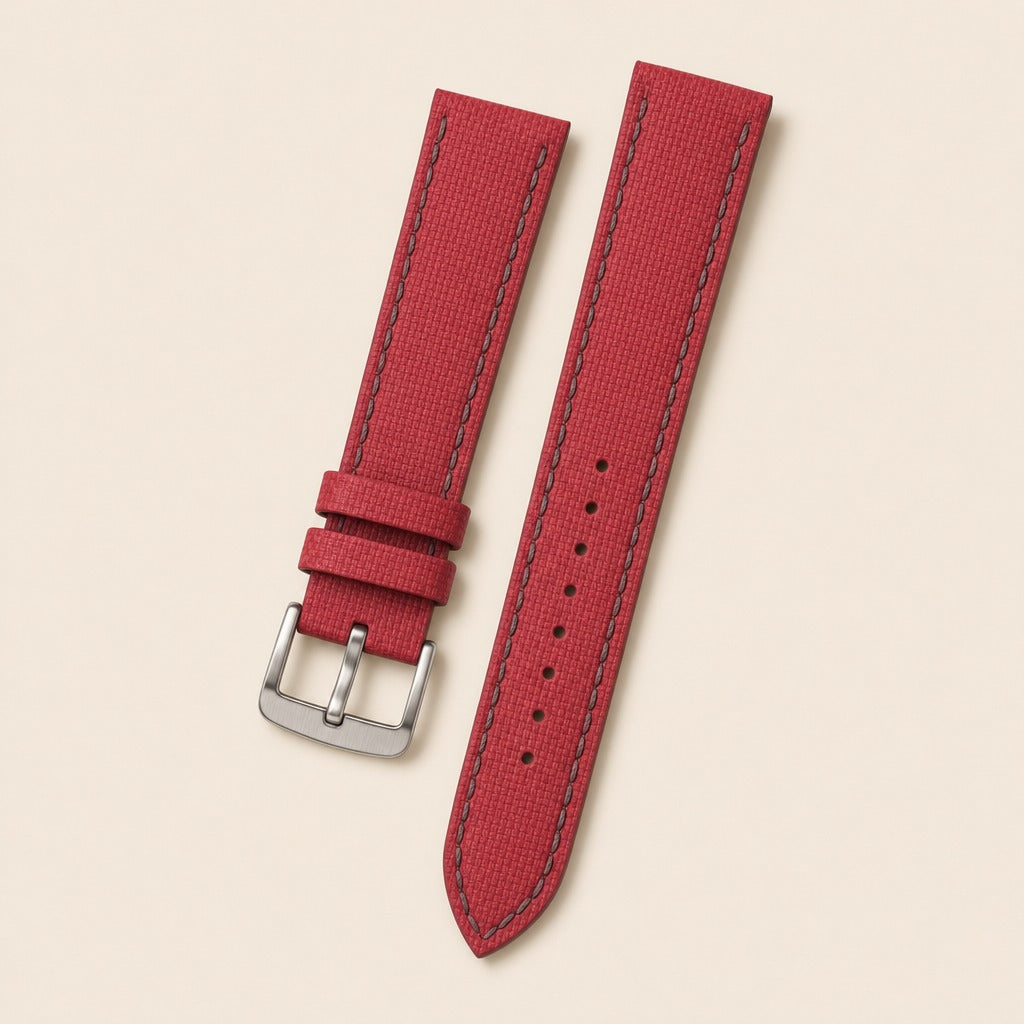 Sailcloth Rubber Watch Strap in Bordeaux · Handmade in Saigon