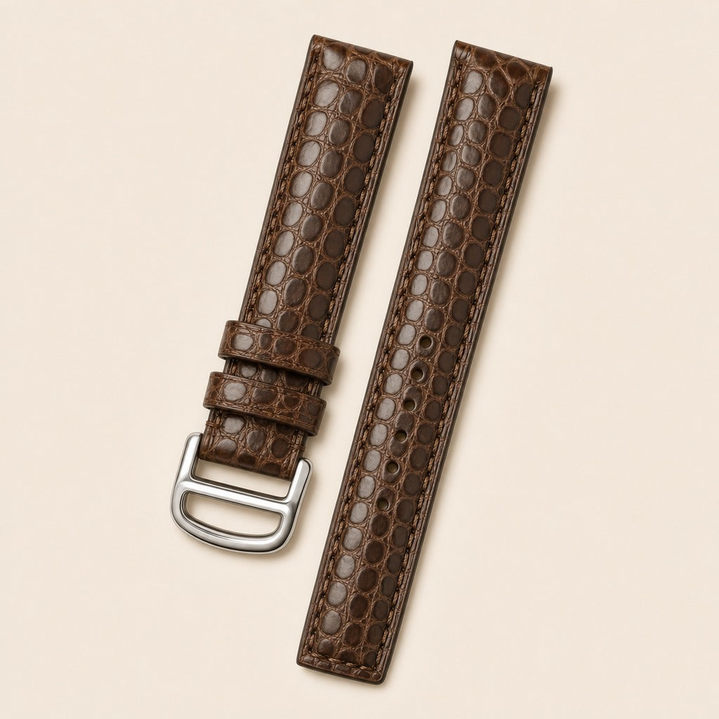 Alligator Leather Watch Strap in Chocolate · Handmade in Saigon
