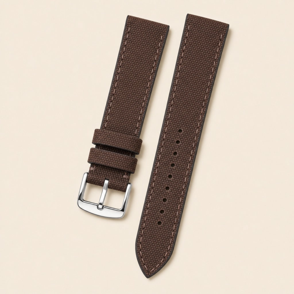 Canvas Watch Strap in Chocolate Brown · Handmade in Saigon