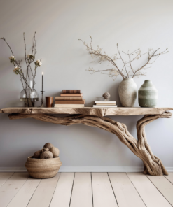 Solid Wood Rustic Console Table for Entryway and Hallway