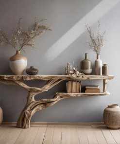 Farmhouse Wood Hallway Console Table with Solid Frame