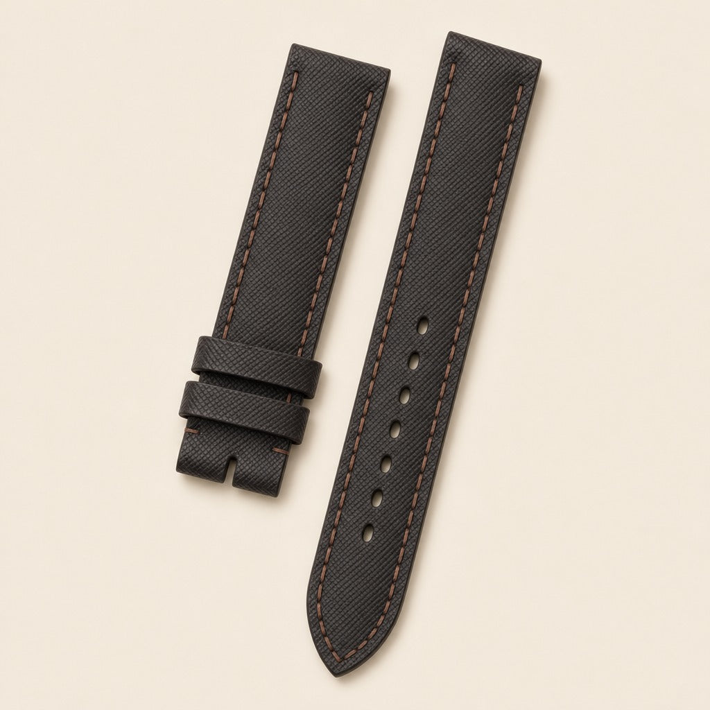 Saffiano Leather Watch Strap in Dark Brown · Handmade in Saigon