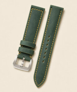 Waxed Leather Watch Strap in Dark Green · Handmade in Saigon