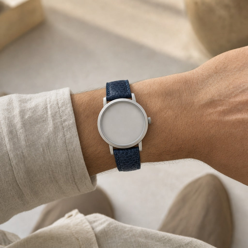 Ostrich Leg Leather Watch Strap in Dark Navy · Handmade in Saigon - Image 2