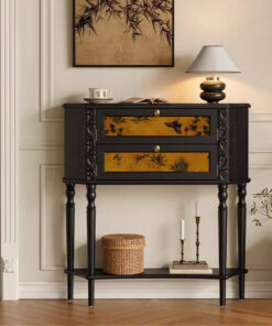 Solid Ash Wood Carved Accent Storage Cabinet, French Style