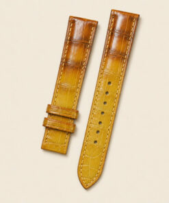 Alligator Leather Watch Strap in Faded Tan Brown · Butterfly Clasp · Handmade in Saigon