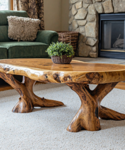 Natural Wood Coffee Table with Wax and Oil Finish