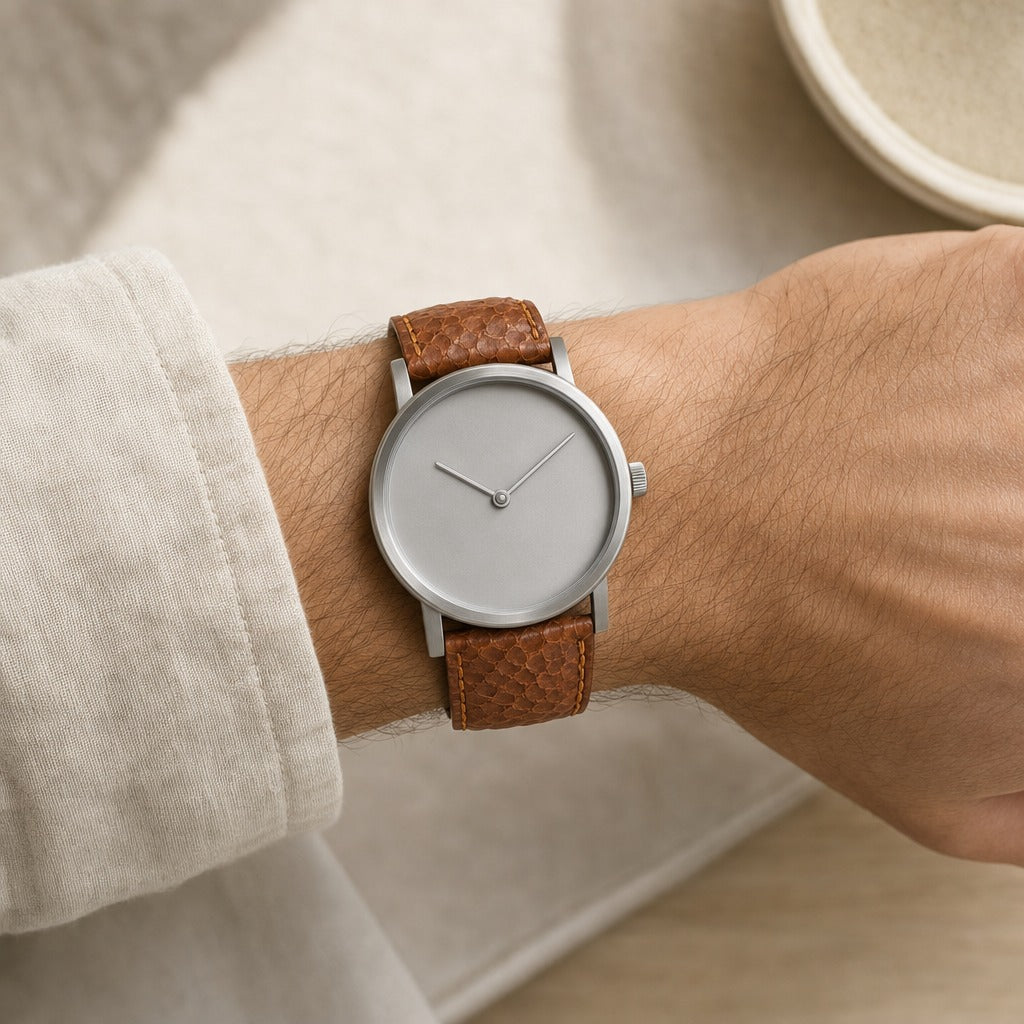 Ostrich Leg Leather Watch Strap in Cognac Brown · Handmade in Saigon - Image 2