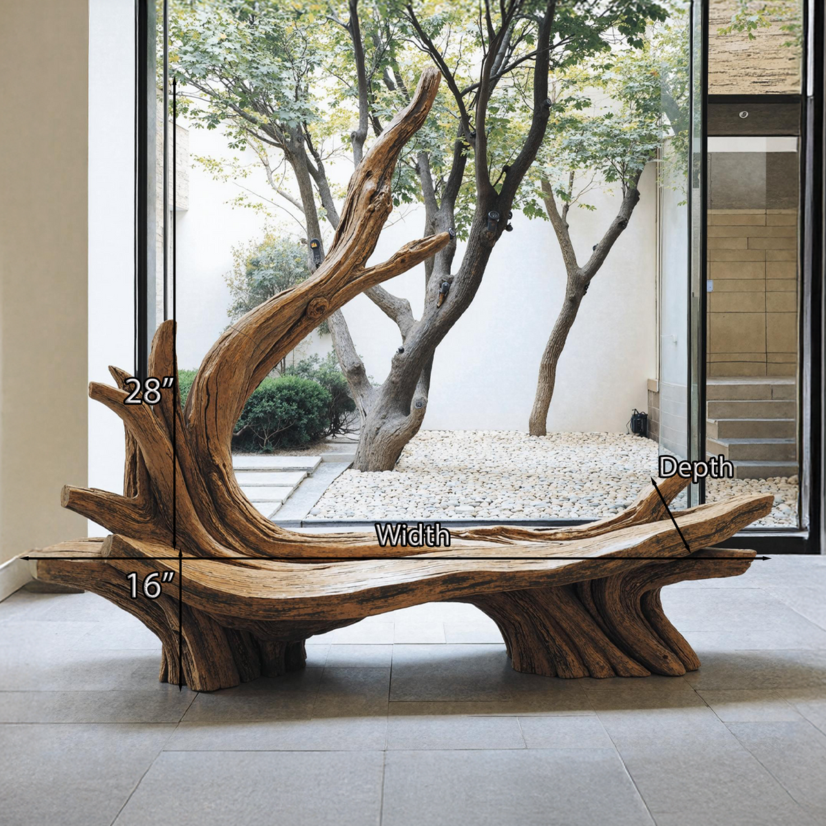 Hand-Sculpted Live Edge Branch Bench for Patio or Entryway - Image 6
