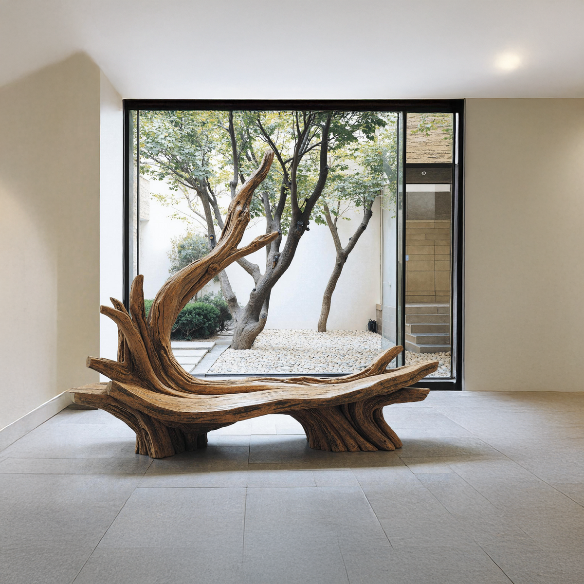 Hand-Sculpted Live Edge Branch Bench for Patio or Entryway - Image 2