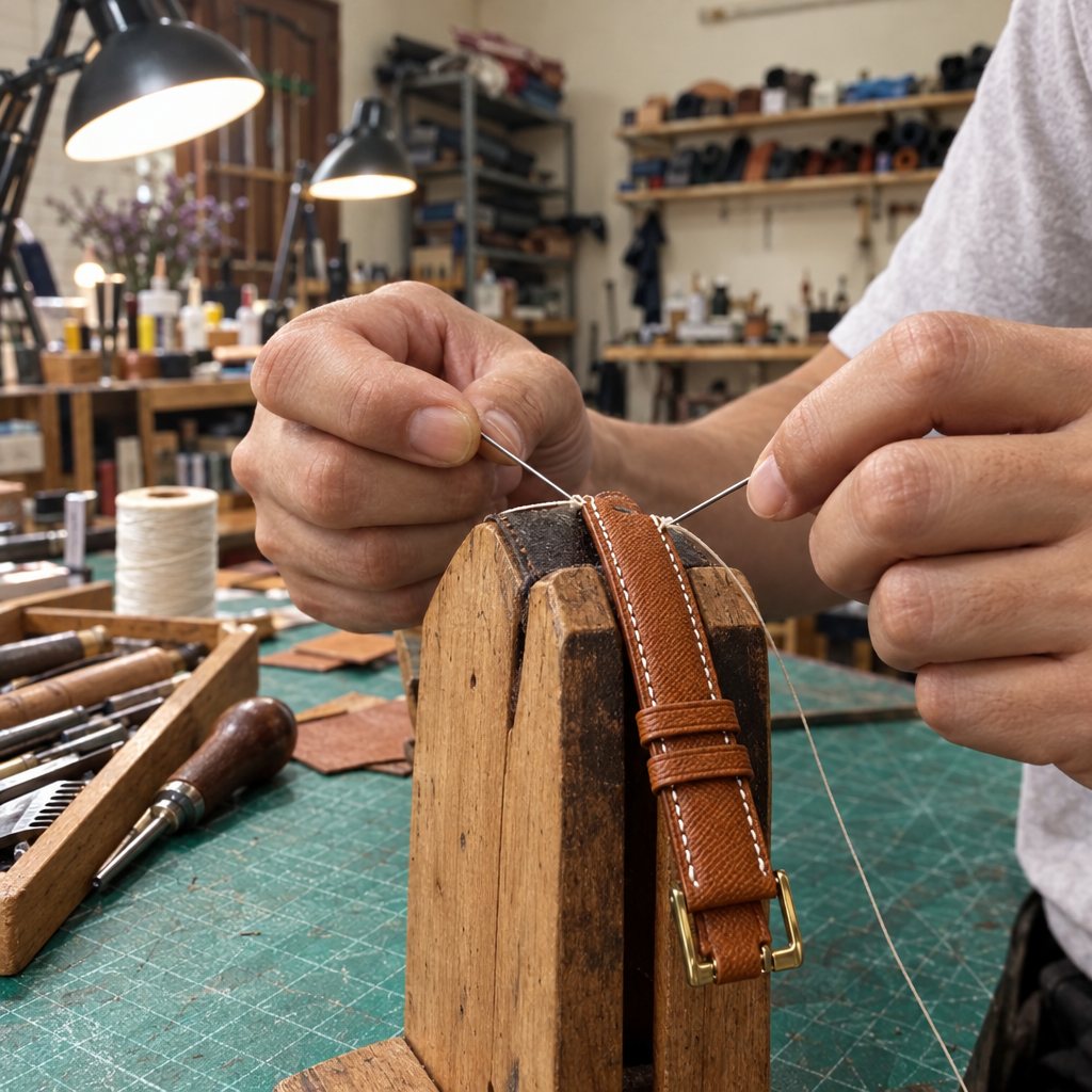 Togo Leather Watch Strap in Graphite Gray · Handmade in Saigon - Image 3