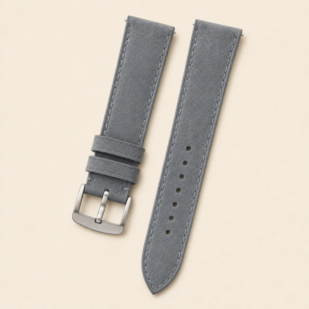 Suede Leather Watch Strap in Graphite Grey · Handmade in Saigon