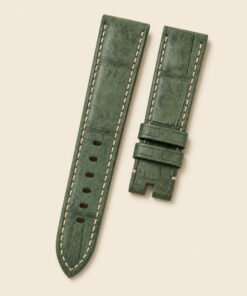 Nubuck Leather Watch Strap in Green Alligator-Embossed · Handmade in Saigon