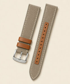 Sailcloth Rubber Watch Strap in Grey & Brown · Handmade in Saigon