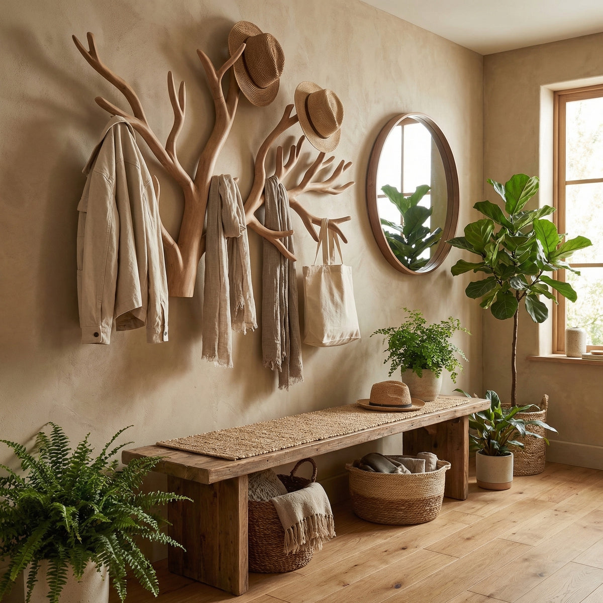 Driftwood Branch Wall-Mounted Solid Wood Coat Rack - Image 4