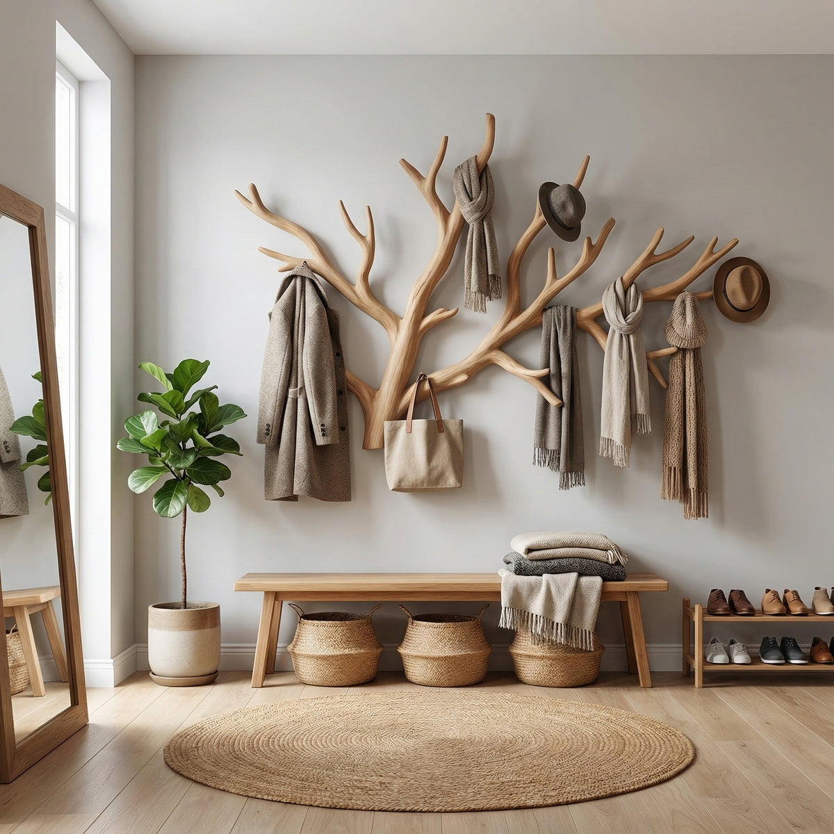 Driftwood Branch Wall-Mounted Solid Wood Coat Rack - Image 5