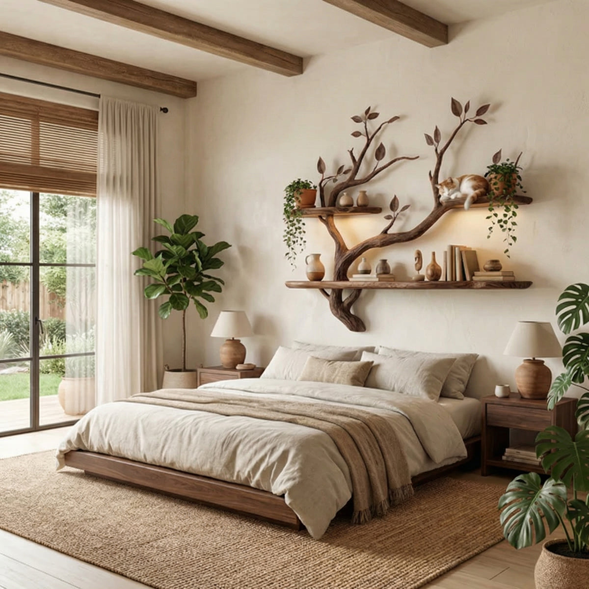 Compact Wood Tree Branch Floating Bookcase for Small Walls - Image 4