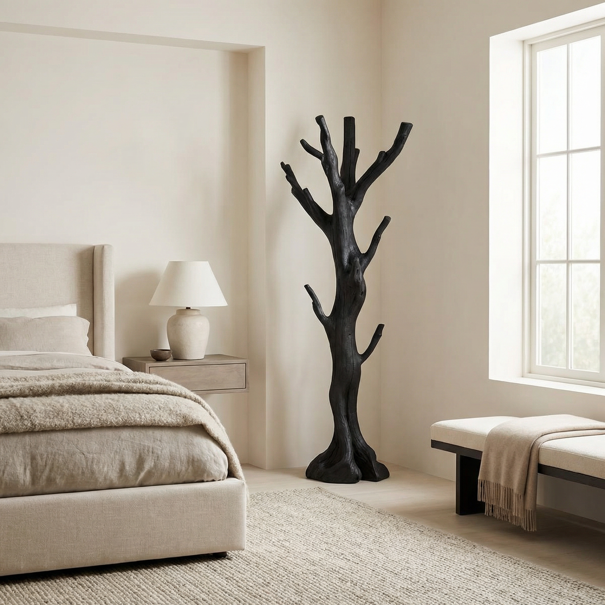 Rustic Driftwood Branch Tree Coat Rack with Optional Support Base - Image 4