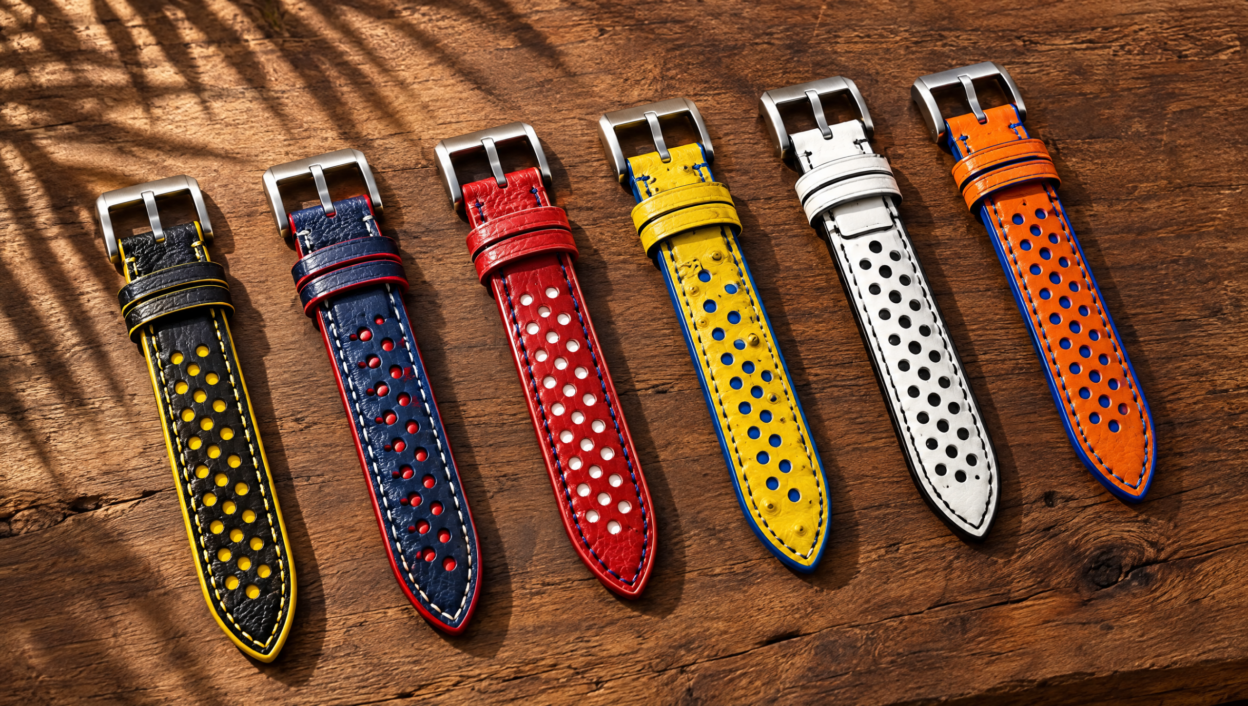 Racing Epsom Leather Watch Strap in Black & Turquoise · Rally · Handmade in Saigon - Image 3