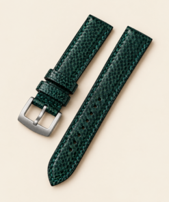 Sea Snake Leather Watch Strap in Dark Teal Green · Handmade in Saigon