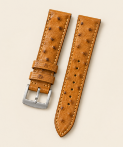 Smooth Ostrich Leather Watch Strap in Caramel · Handmade in Saigon
