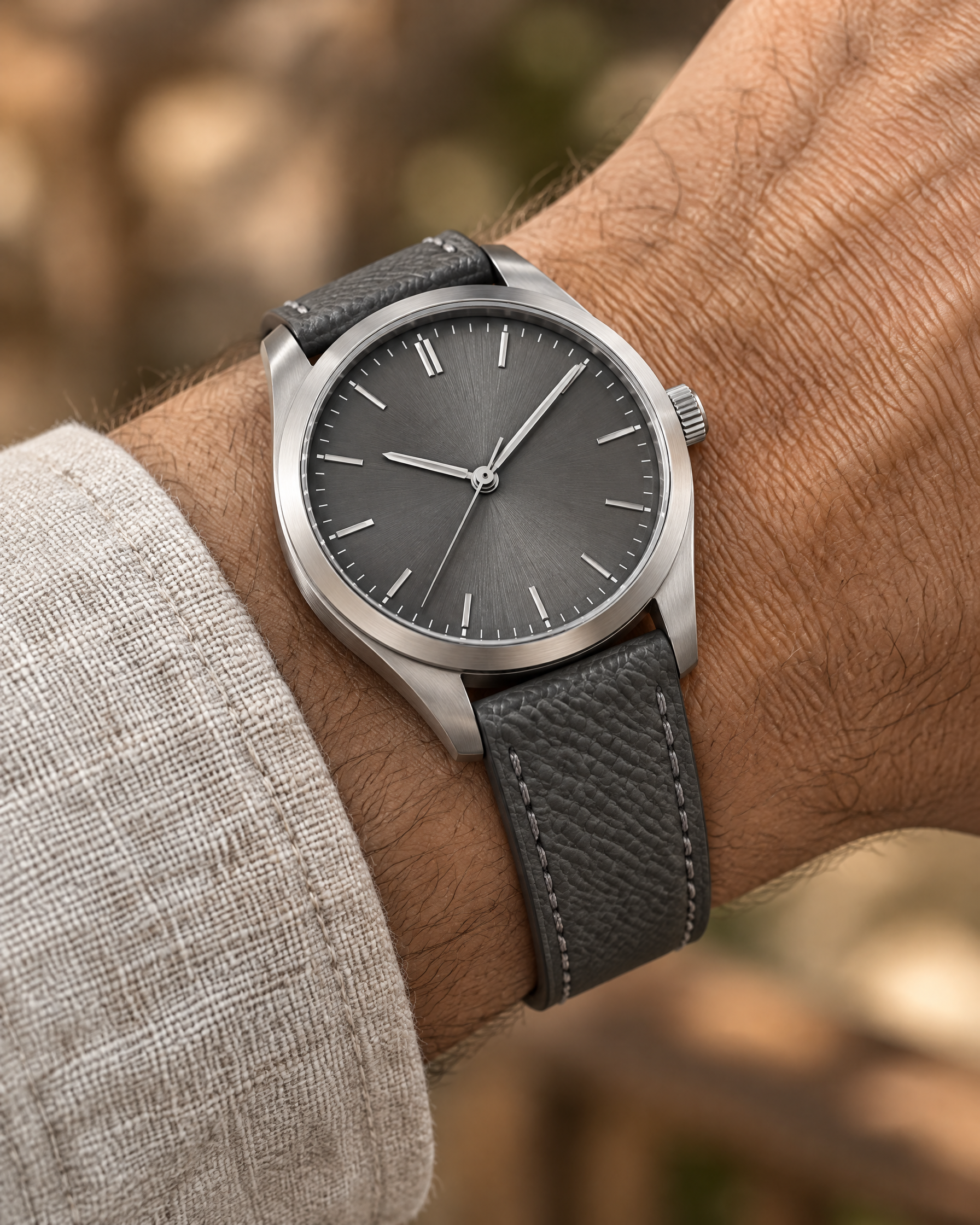 Togo Leather Watch Strap in Graphite Gray · Handmade in Saigon - Image 2