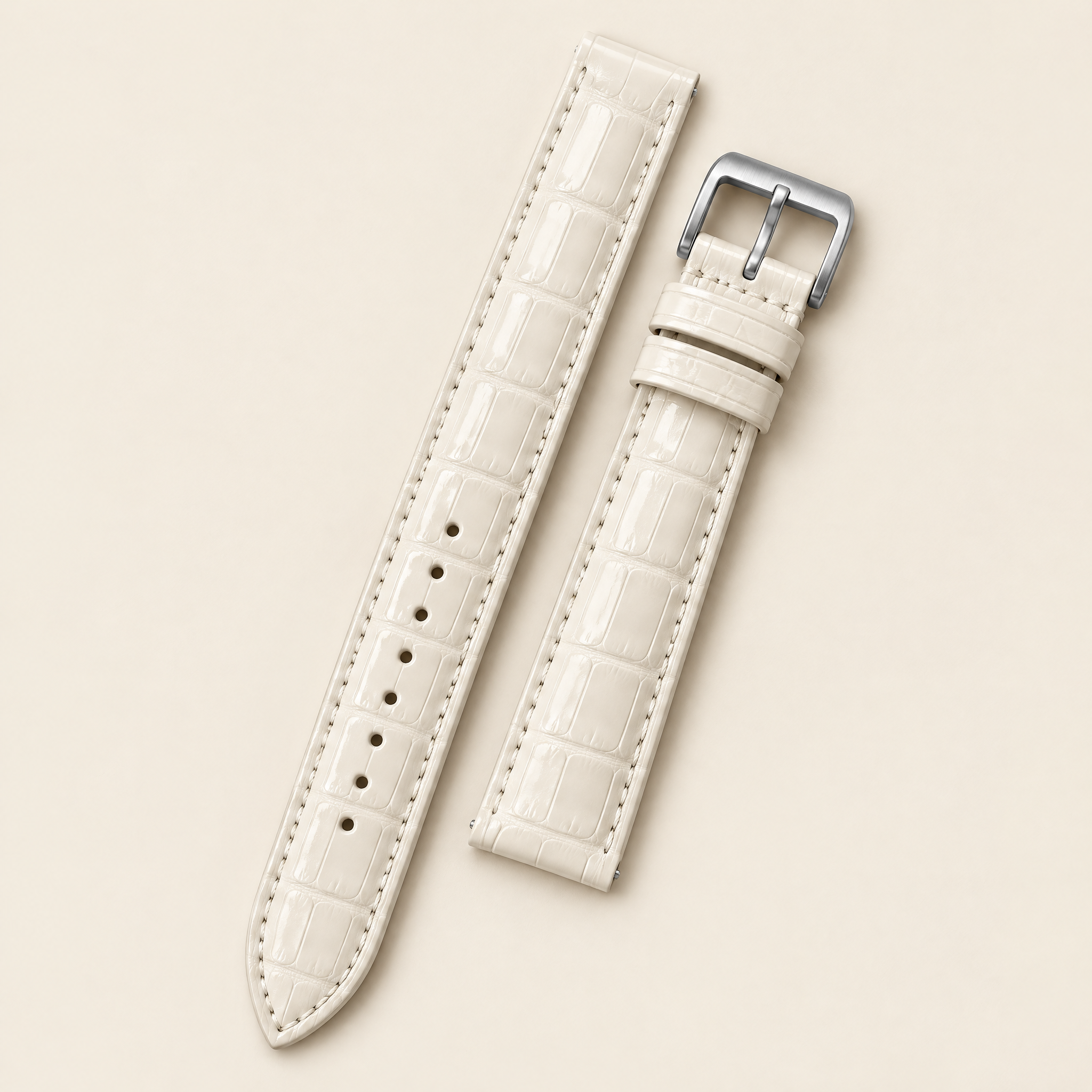 Alligator Leather Watch Strap in Ivory White · Handmade in Saigon