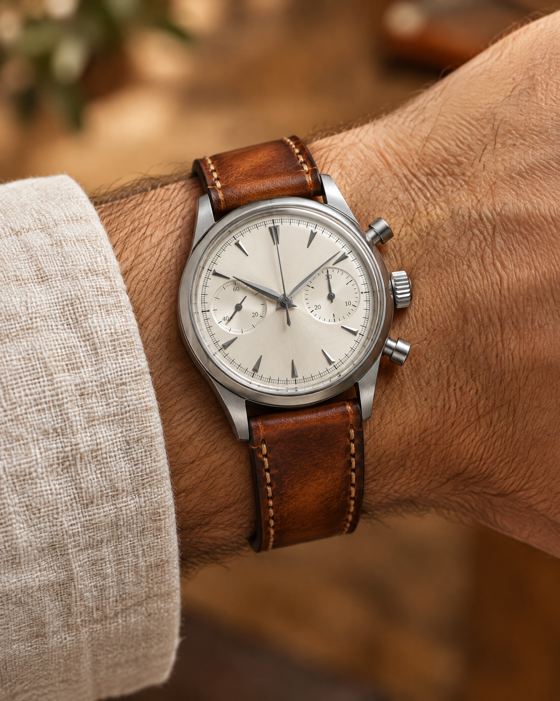 Hand-Dyed Patina Leather Watch Strap in Saddle Brown · Handmade in Saigon - Image 2
