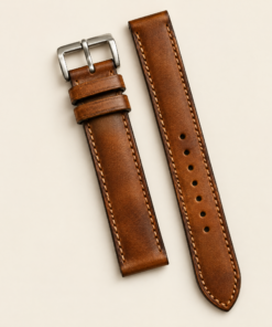 Hand-Dyed Patina Leather Watch Strap in Saddle Brown · Handmade in Saigon