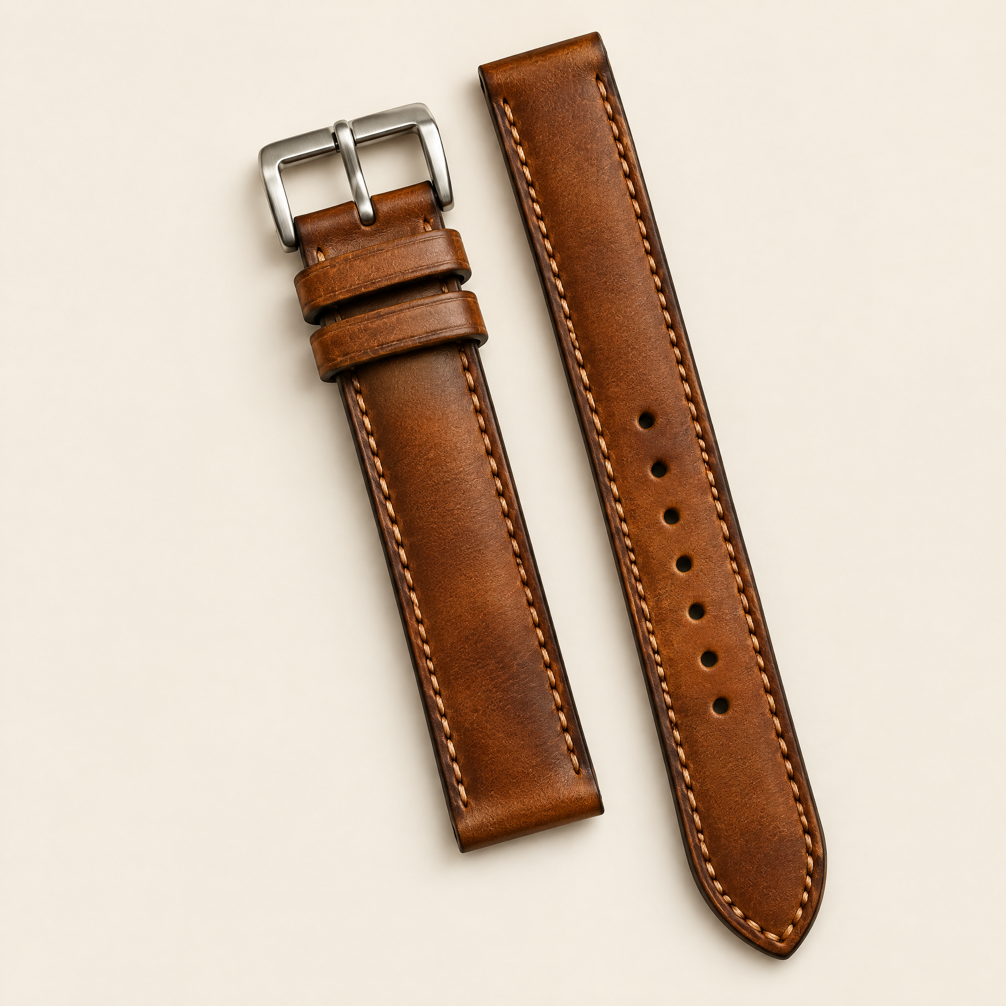 Hand-Dyed Patina Leather Watch Strap in Saddle Brown · Handmade in Saigon