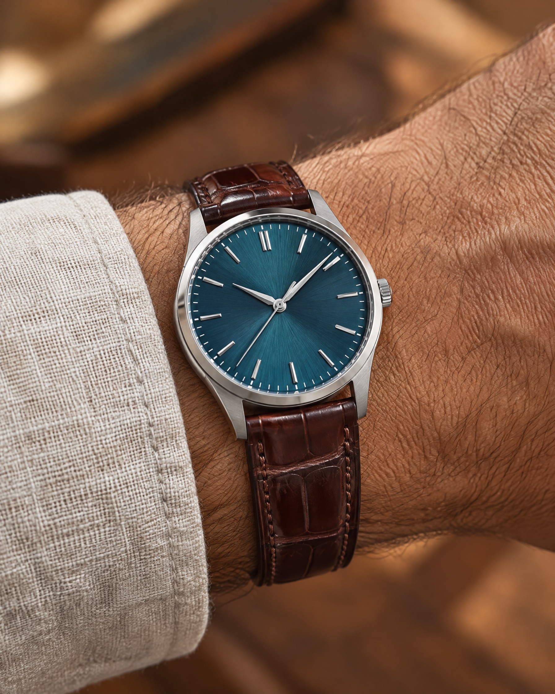 Alligator Leather Watch Strap in Mahogany Brown · Handmade in Saigon - Image 2