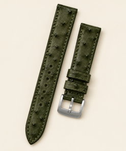 Ostrich Leather Watch Strap in Dark Olive Green · Handmade in Saigon