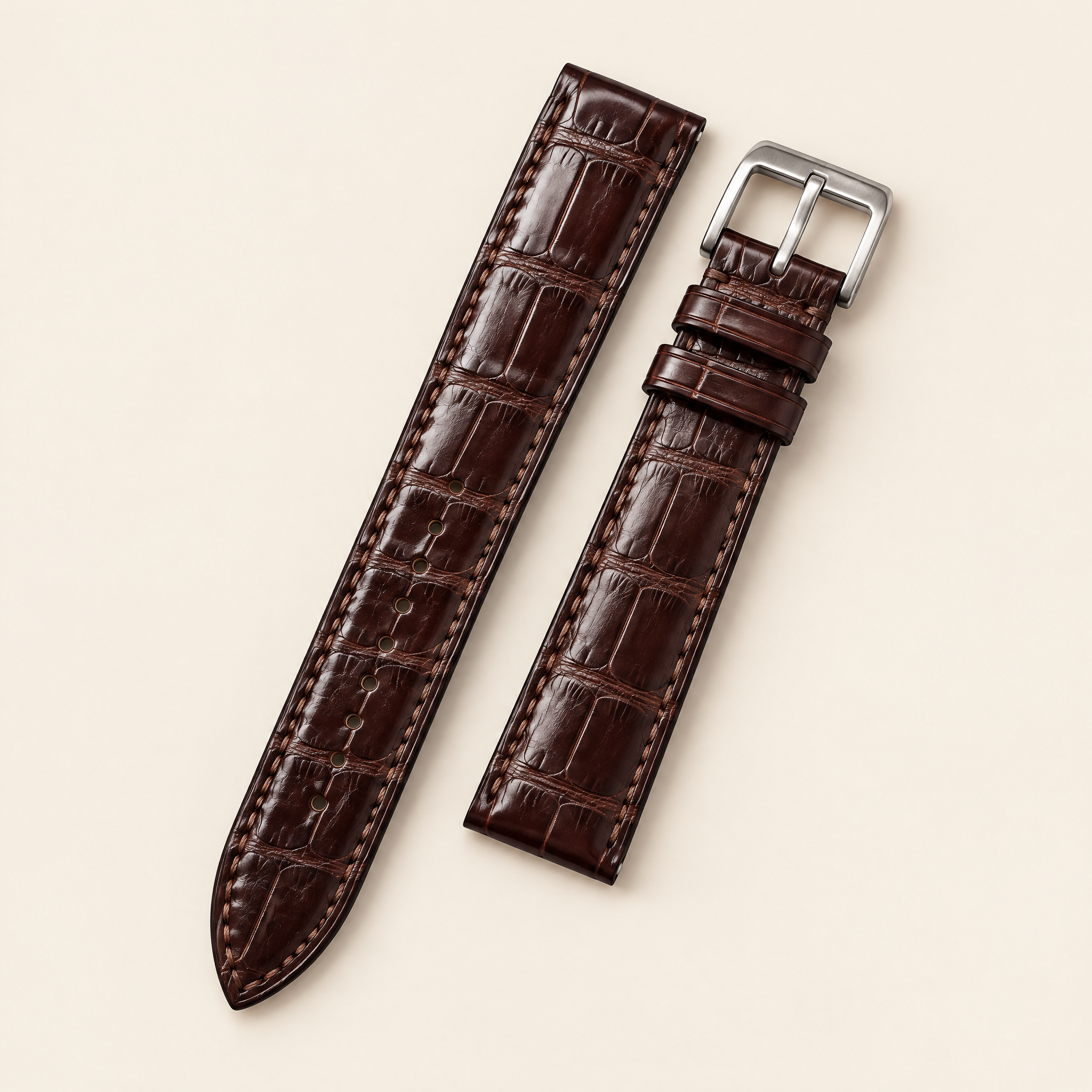 Alligator Leather Watch Strap in Mahogany Brown · Handmade in Saigon