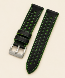 Racing Swift Leather Watch Strap in Black & Green · Rally · Handmade in Saigon