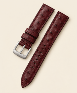 Smooth Ostrich Leather Watch Strap in Oxblood · Handmade in Saigon