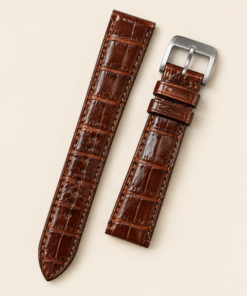 Alligator Leather Watch Strap in Patina Antique Cognac Brown · Handmade in Saigon