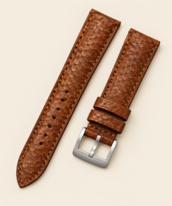 Ostrich Leg Leather Watch Strap in Cognac Brown · Handmade in Saigon