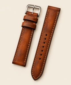 Hand-Dyed Patina Leather Watch Strap in Antique Cognac · Handmade in Saigon