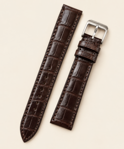 Alligator Leather Watch Strap in Dark Chocolate Brown Round Scale · Handmade in Saigon