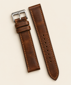 Waxed Pull-Up Leather Watch Strap in Vintage Brown · Handmade in Saigon