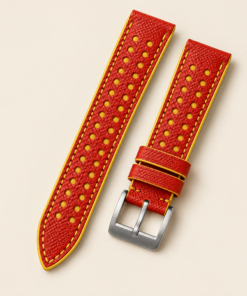 Racing Epsom Leather Watch Strap in Red & Yellow · Rally · Handmade in Saigon