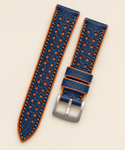 Racing Epsom Leather Watch Strap in Blue & Orange · Rally · Handmade in Saigon