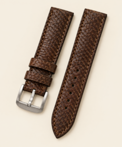 Ostrich Leg Leather Watch Strap in Nicotine Brown Scale · Handmade in Saigon