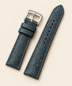 Ostrich Leg Leather Watch Strap in Blue Gray Nubuck · Handmade in Saigon