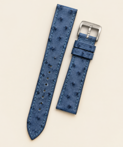 Ostrich Leather Watch Strap in Slate Blue · Handmade in Saigon