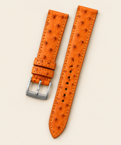 Ostrich Leather Watch Strap in Orange · Handmade in Saigon