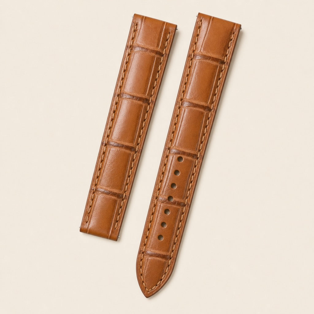 Alligator Leather Watch Strap in Honey Brown · Handmade in Saigon
