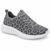 Single women's grey leopard print knit mesh sneaker on a white background