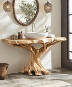 Live Edge Natural Wood Bathroom Vanity Top, Farmhouse Style