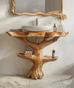 Reclaimed Wood Live Edge Bathroom Vanity in Farmhouse Style